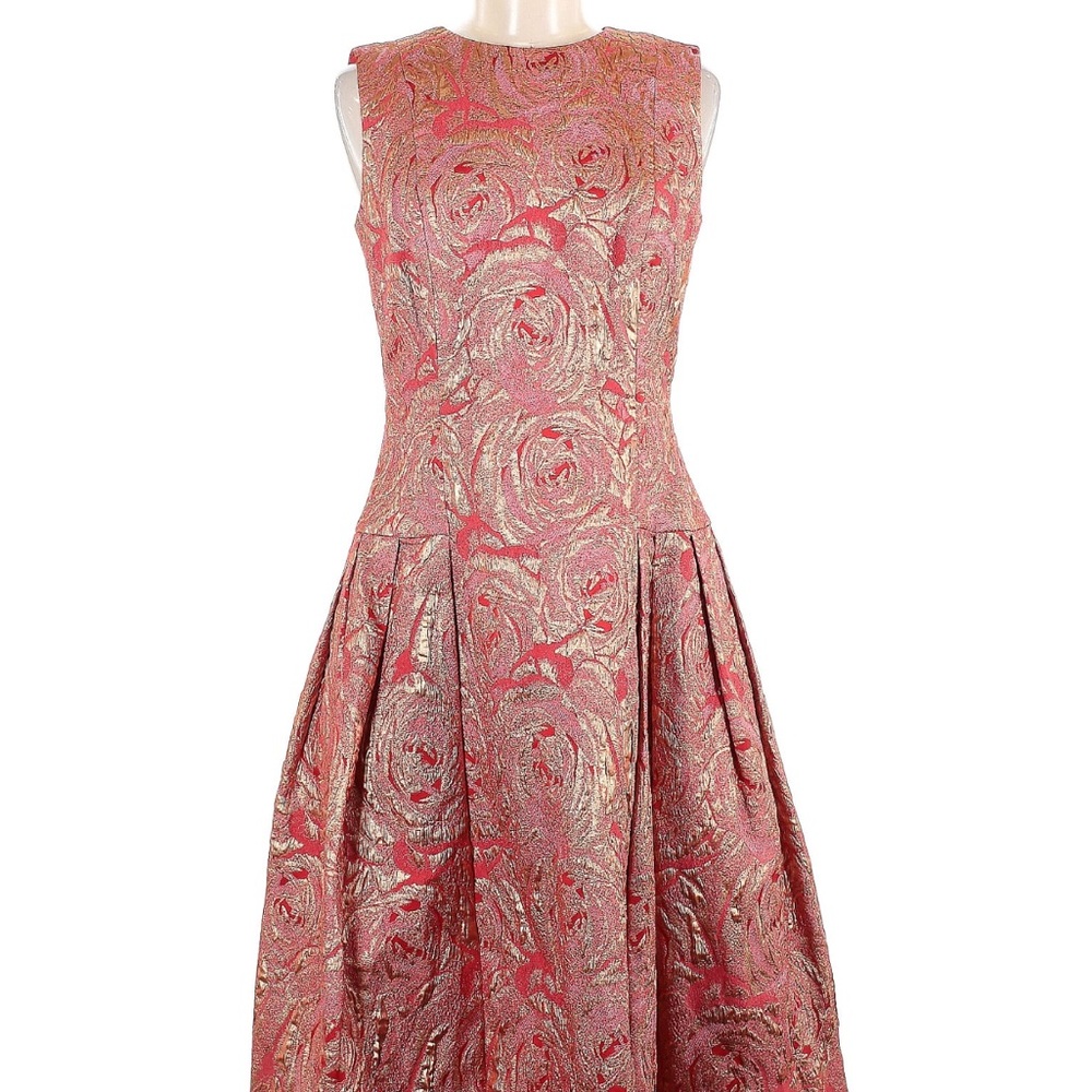 Carmen Marc Valvo Pink Fit and Flare Midi Dress